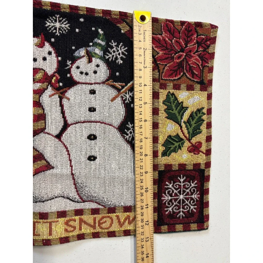 Let it Snow Holiday Snowman Tapestry Placemats Set of 4 Multi Color Festive